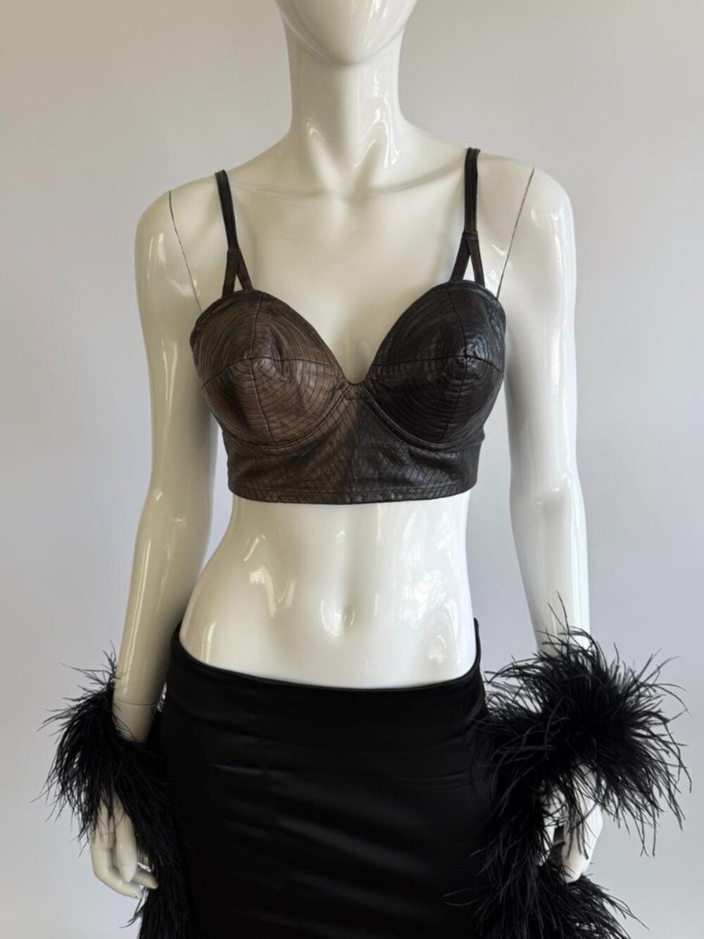 Vintage Trashy Lingerie Leather Bullet Bra Bustier Top